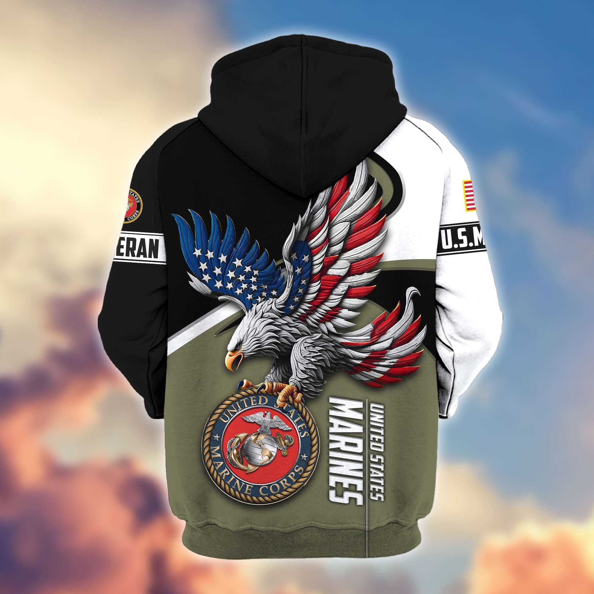 Premium US Veterans Zip Hoodie, Gifts For US Veterans