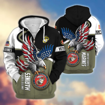 Premium US Veterans Zip Hoodie, Gifts For US Veterans