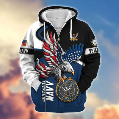 Premium US Veterans Zip Hoodie, Gifts For US Veterans