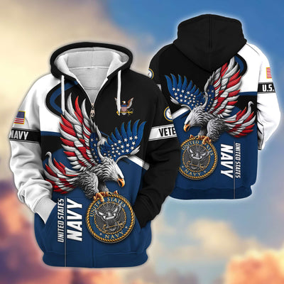 Premium US Veterans Zip Hoodie, Gifts For US Veterans