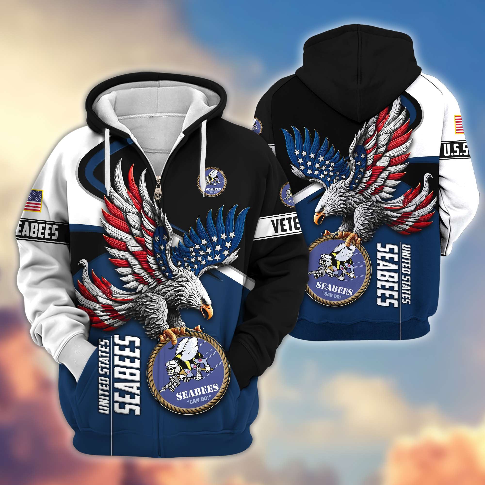 Premium US Veterans Zip Hoodie, Gifts For US Veterans