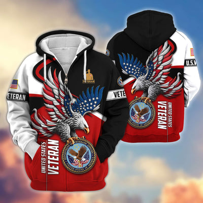 Premium US Veterans Zip Hoodie, Gifts For US Veterans