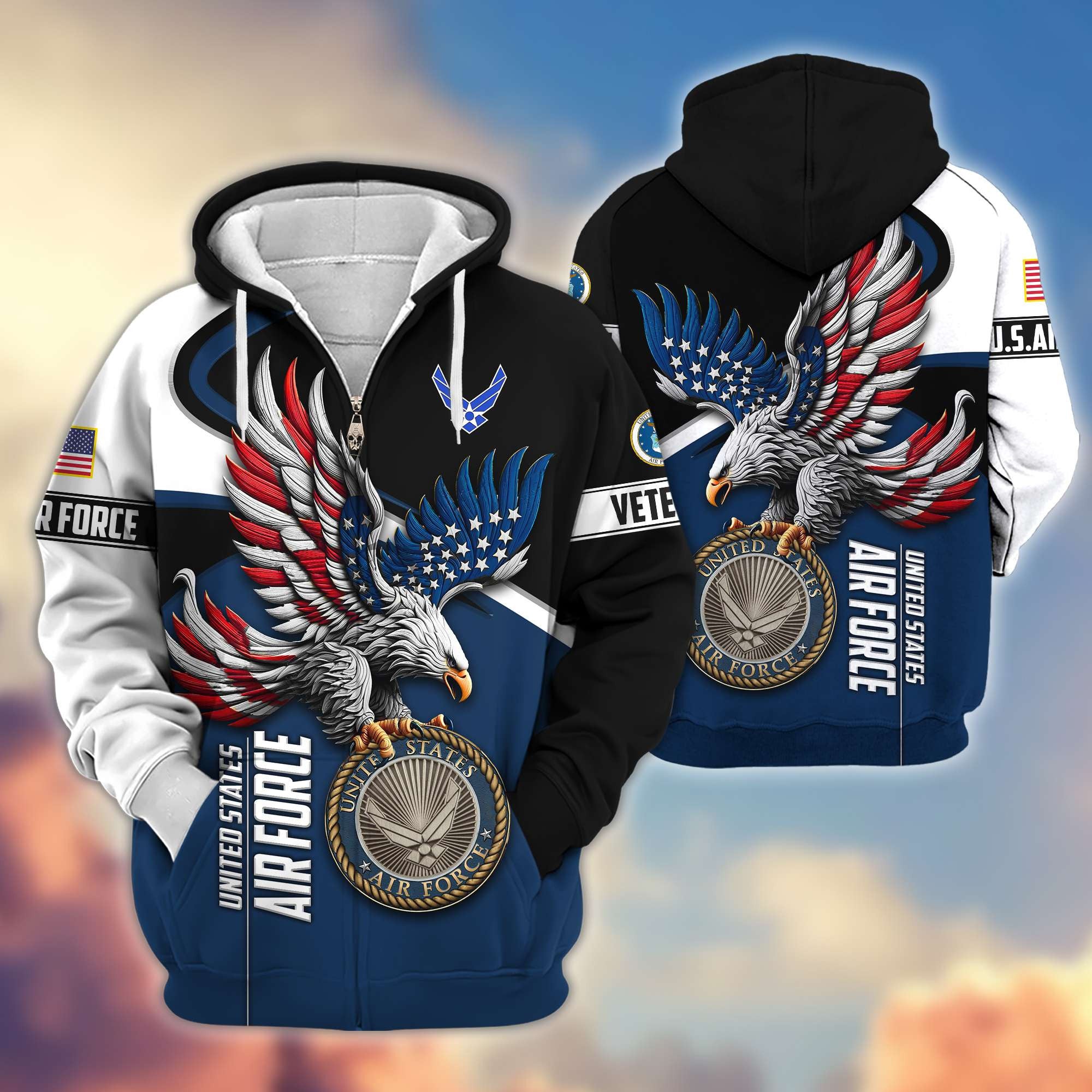 Premium US Veterans Zip Hoodie, Gifts For US Veterans