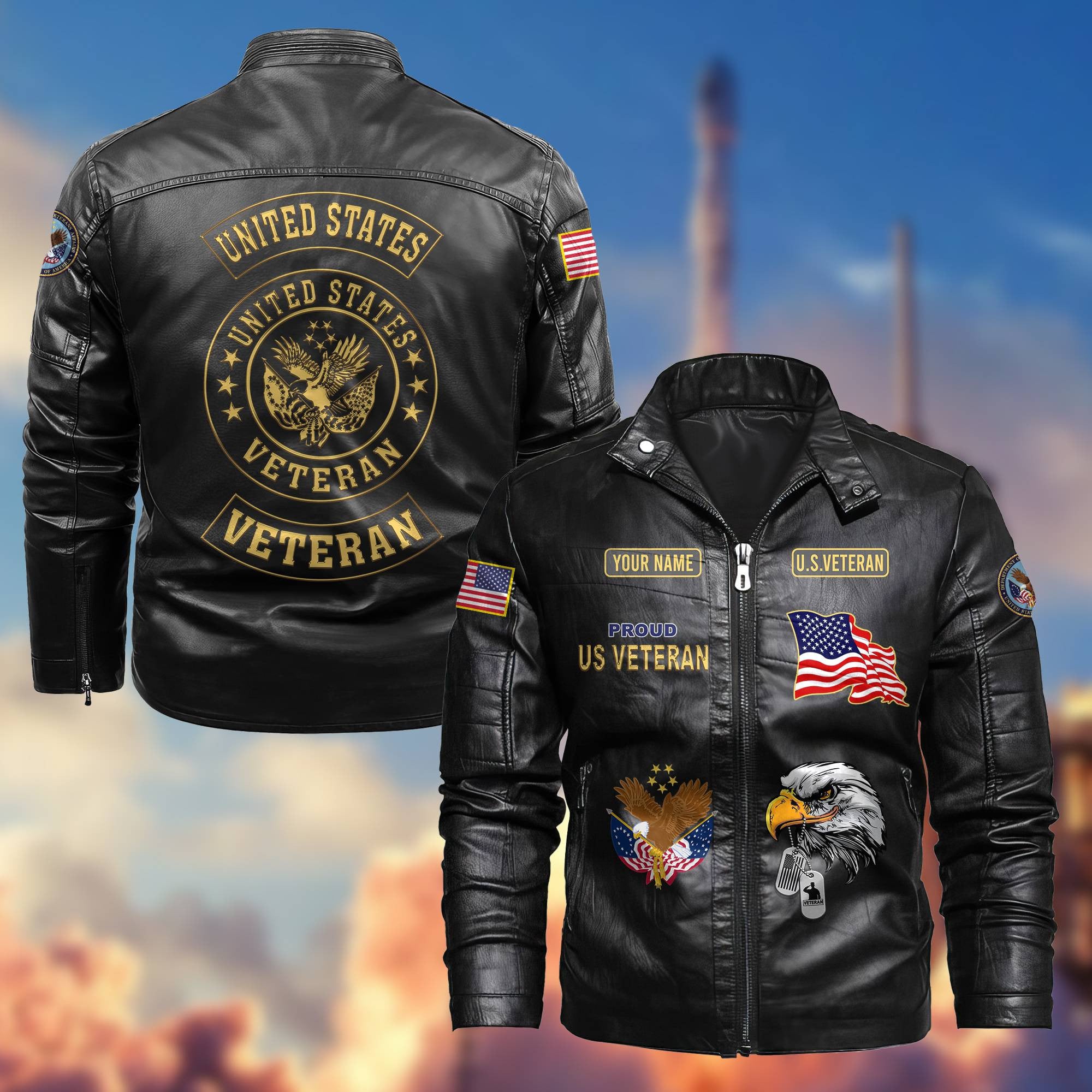 Premium Personalized US Veterans Leather Jackets, Gifts For US Veterans