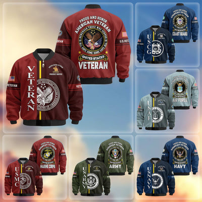 Premium Proudly Served US Veterans Bomber Jacket, Gifts For US Veterans