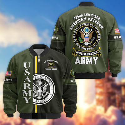Premium Proudly Served US Veterans Bomber Jacket, Gifts For US Veterans