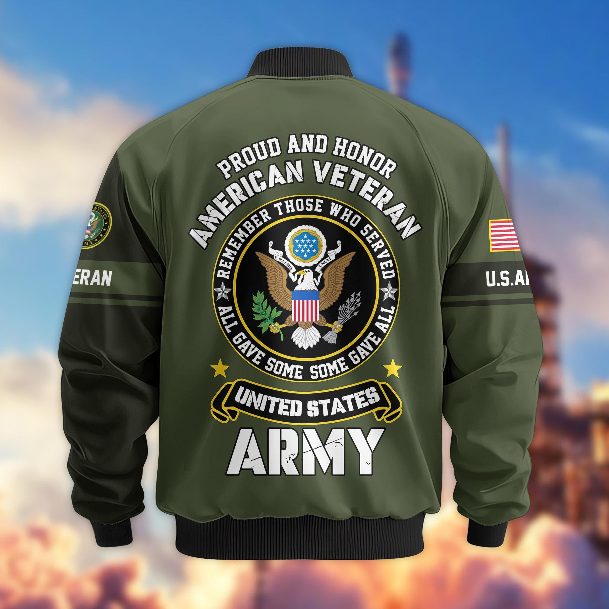 Premium Proudly Served US Veterans Bomber Jacket, Gifts For US Veterans