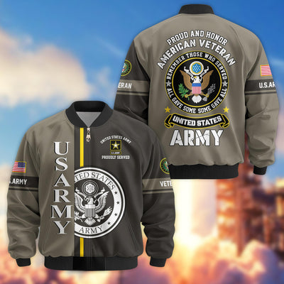 Premium Proudly Served US Veterans Bomber Jacket, Gifts For US Veterans