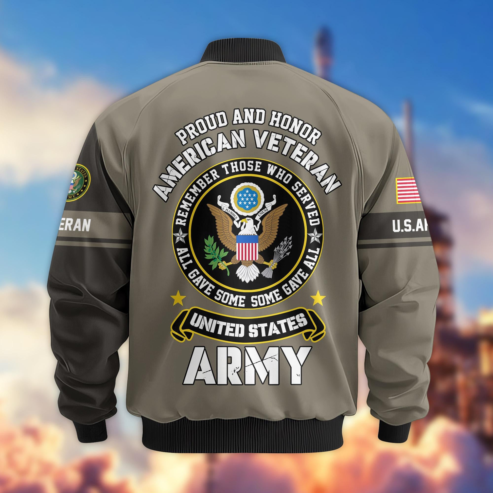 Premium Proudly Served US Veterans Bomber Jacket, Gifts For US Veterans