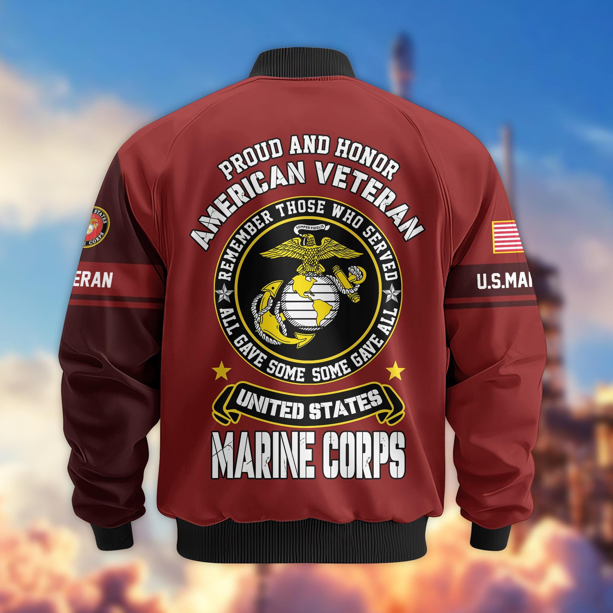Premium Proudly Served US Veterans Bomber Jacket, Gifts For US Veterans