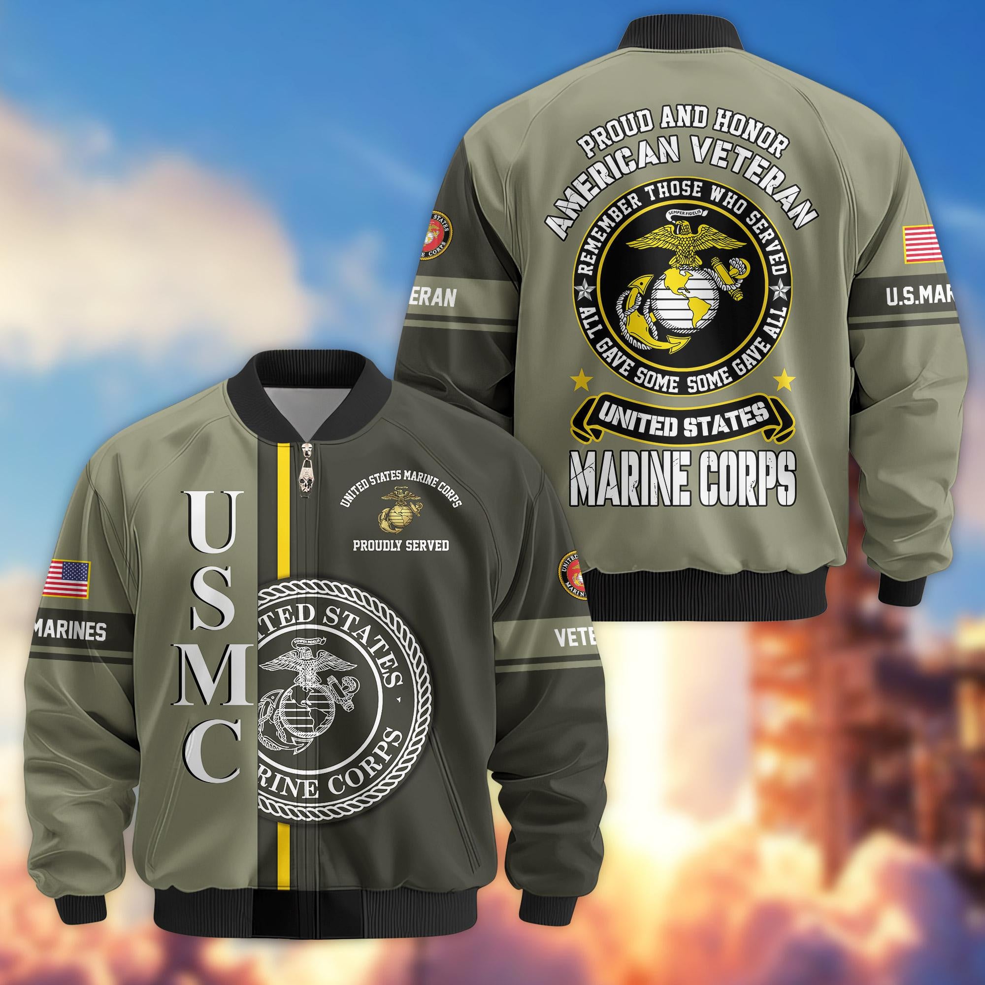 Premium Proudly Served US Veterans Bomber Jacket, Gifts For US Veterans
