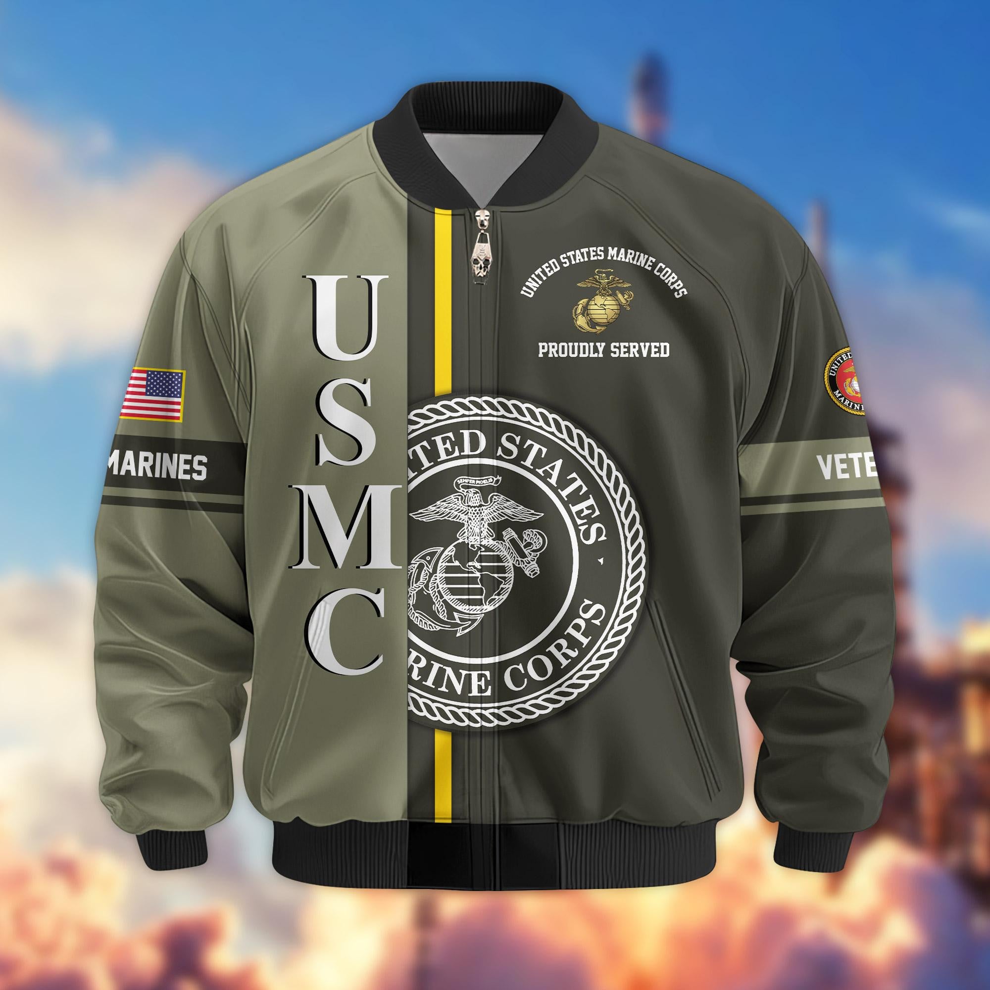 Premium Proudly Served US Veterans Bomber Jacket, Gifts For US Veterans
