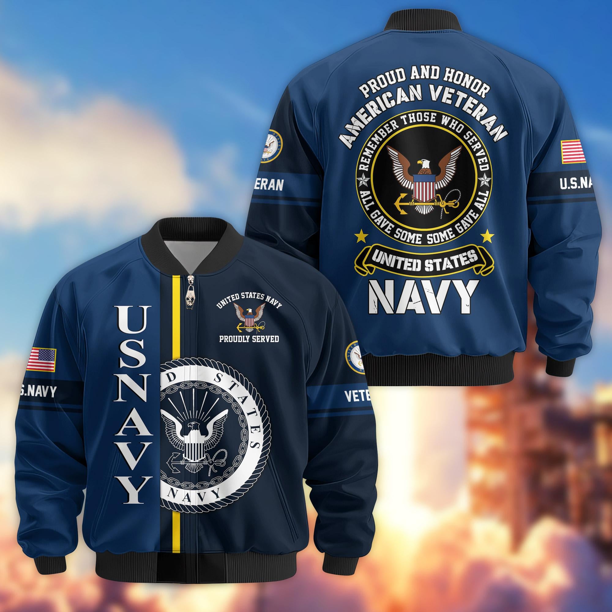 Premium Proudly Served US Veterans Bomber Jacket, Gifts For US Veterans
