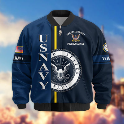 Premium Proudly Served US Veterans Bomber Jacket, Gifts For US Veterans