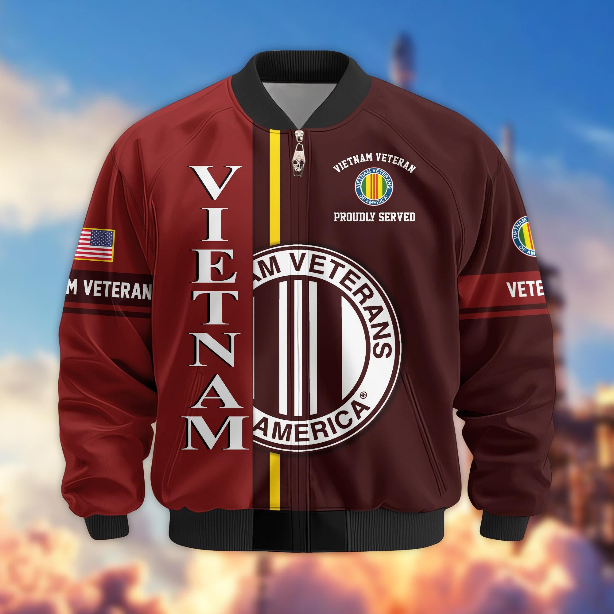 Premium Proudly Served US Veterans Bomber Jacket, Gifts For US Veterans