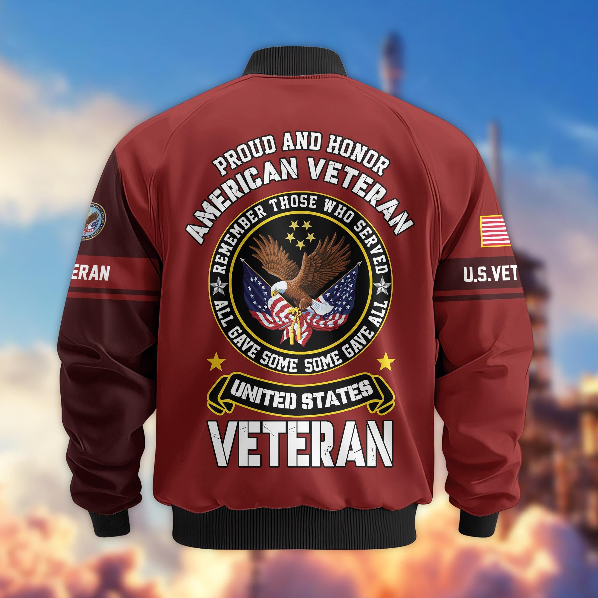 Premium Proudly Served US Veterans Bomber Jacket, Gifts For US Veterans