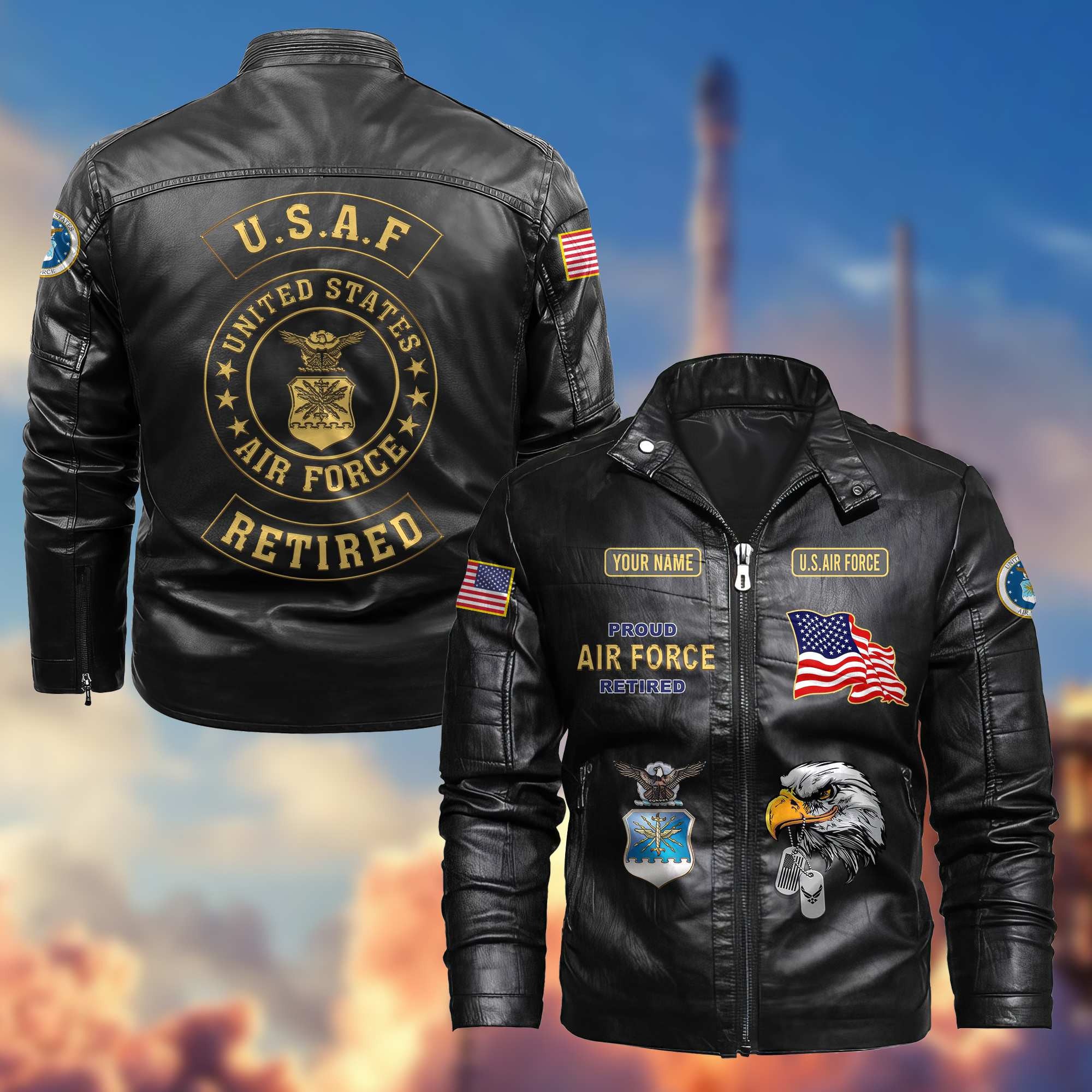 Premium Personalized US Retired Leather Jackets
