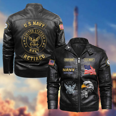 Premium Personalized US Retired Leather Jackets