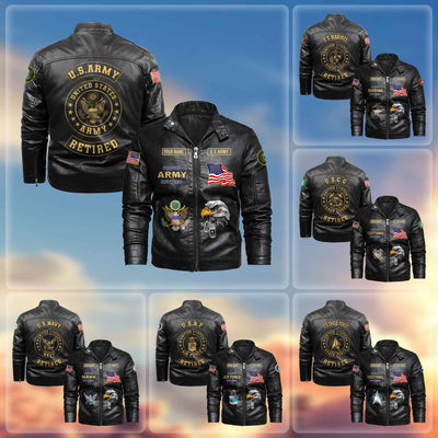 Premium Personalized US Retired Leather Jackets