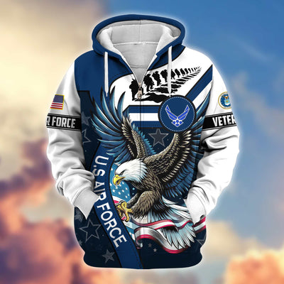 Premium Honoring All Who Served US Veterans Zip Hoodie, Gifts For US Veterans