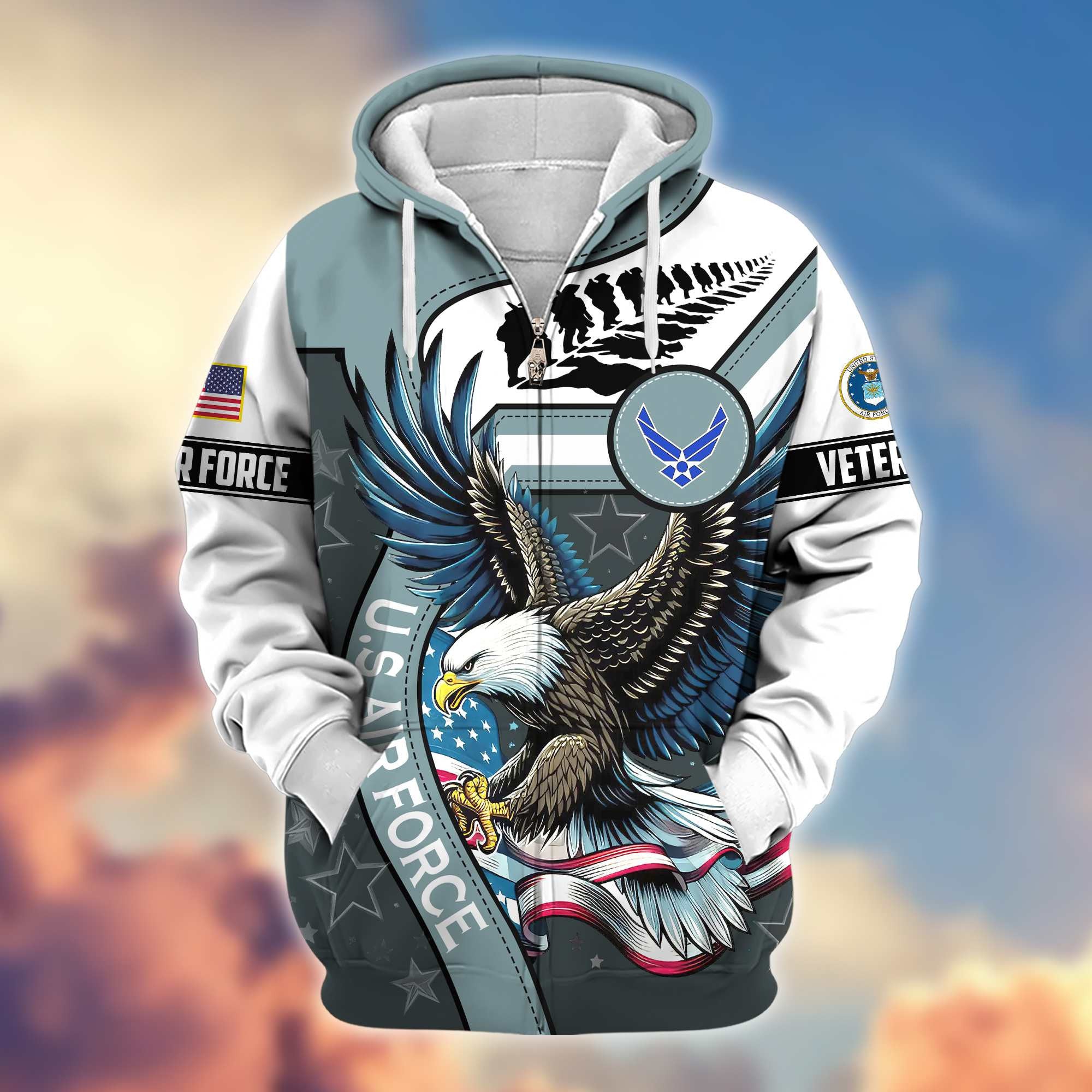 Premium Honoring All Who Served US Veterans Zip Hoodie, Gifts For US Veterans
