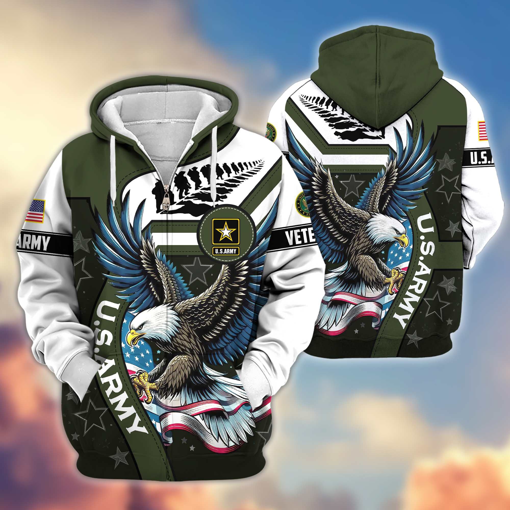 Premium Honoring All Who Served US Veterans Zip Hoodie, Gifts For US Veterans