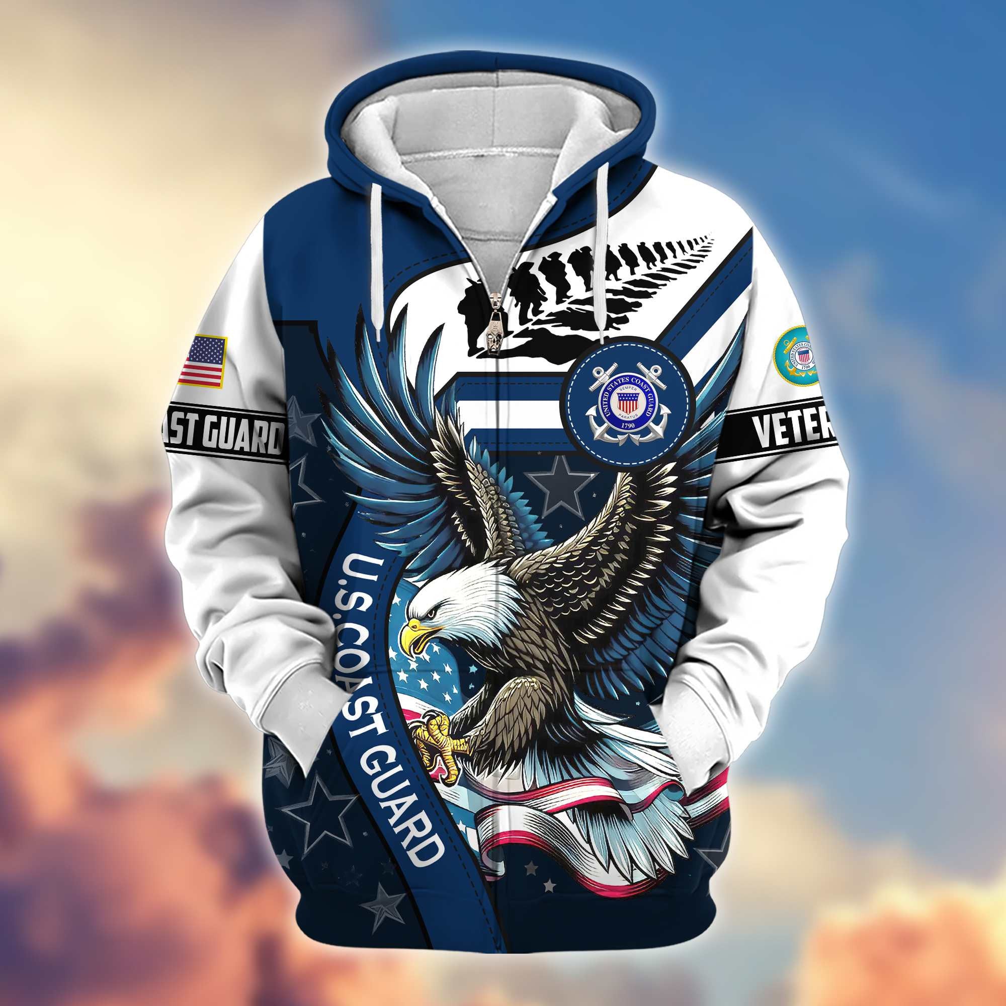 Premium Honoring All Who Served US Veterans Zip Hoodie, Gifts For US Veterans