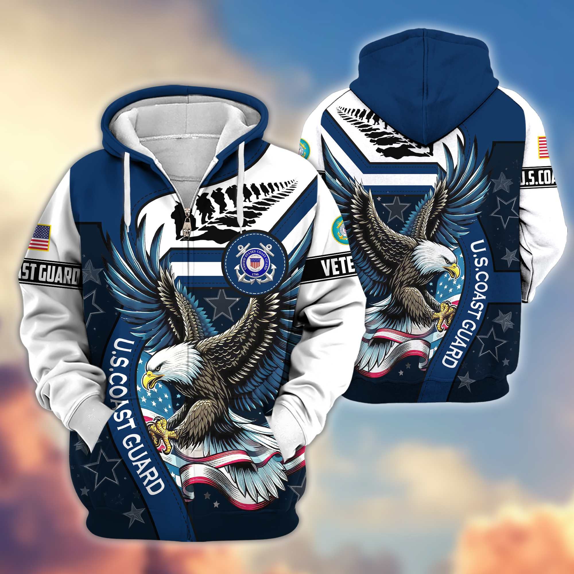 Premium Honoring All Who Served US Veterans Zip Hoodie, Gifts For US Veterans
