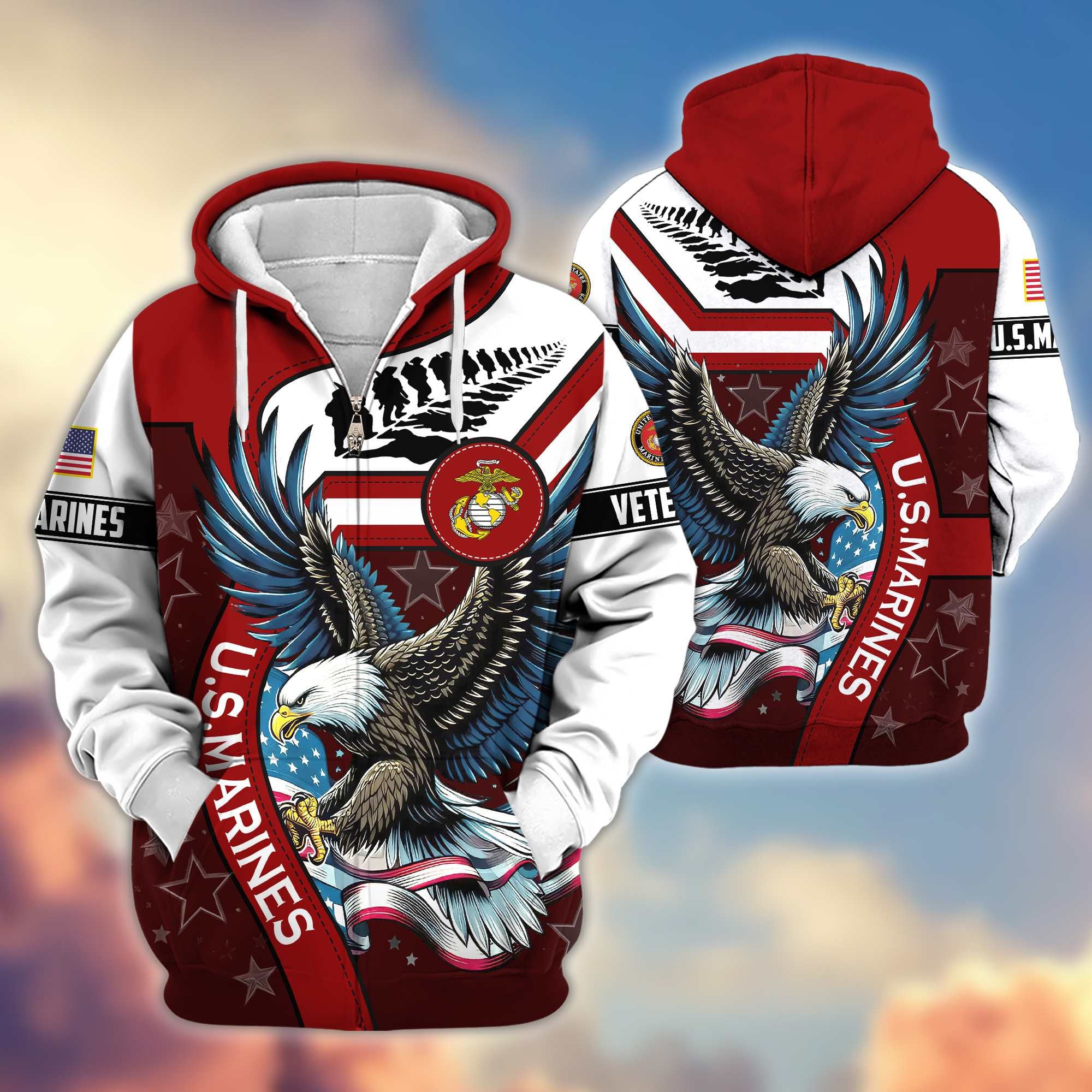 Premium Honoring All Who Served US Veterans Zip Hoodie, Gifts For US Veterans