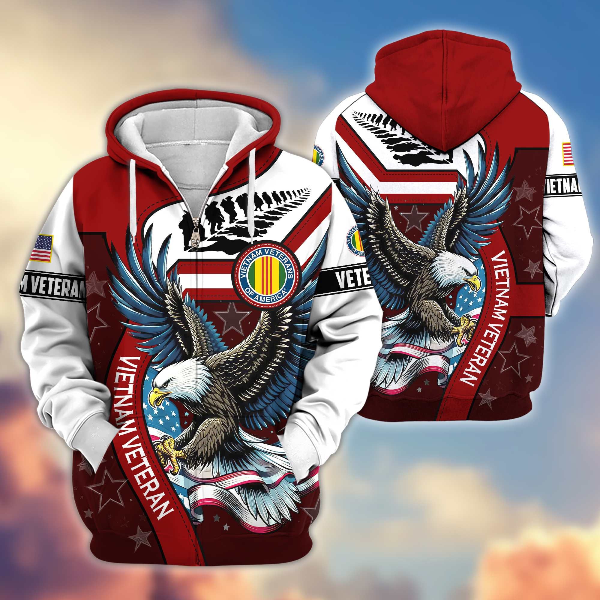 Premium Honoring All Who Served US Veterans Zip Hoodie, Gifts For US Veterans