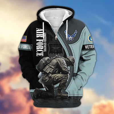 Premium US Veterans Zip Hoodie, Gifts For US Veterans