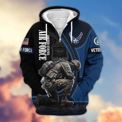 Premium US Veterans Zip Hoodie, Gifts For US Veterans