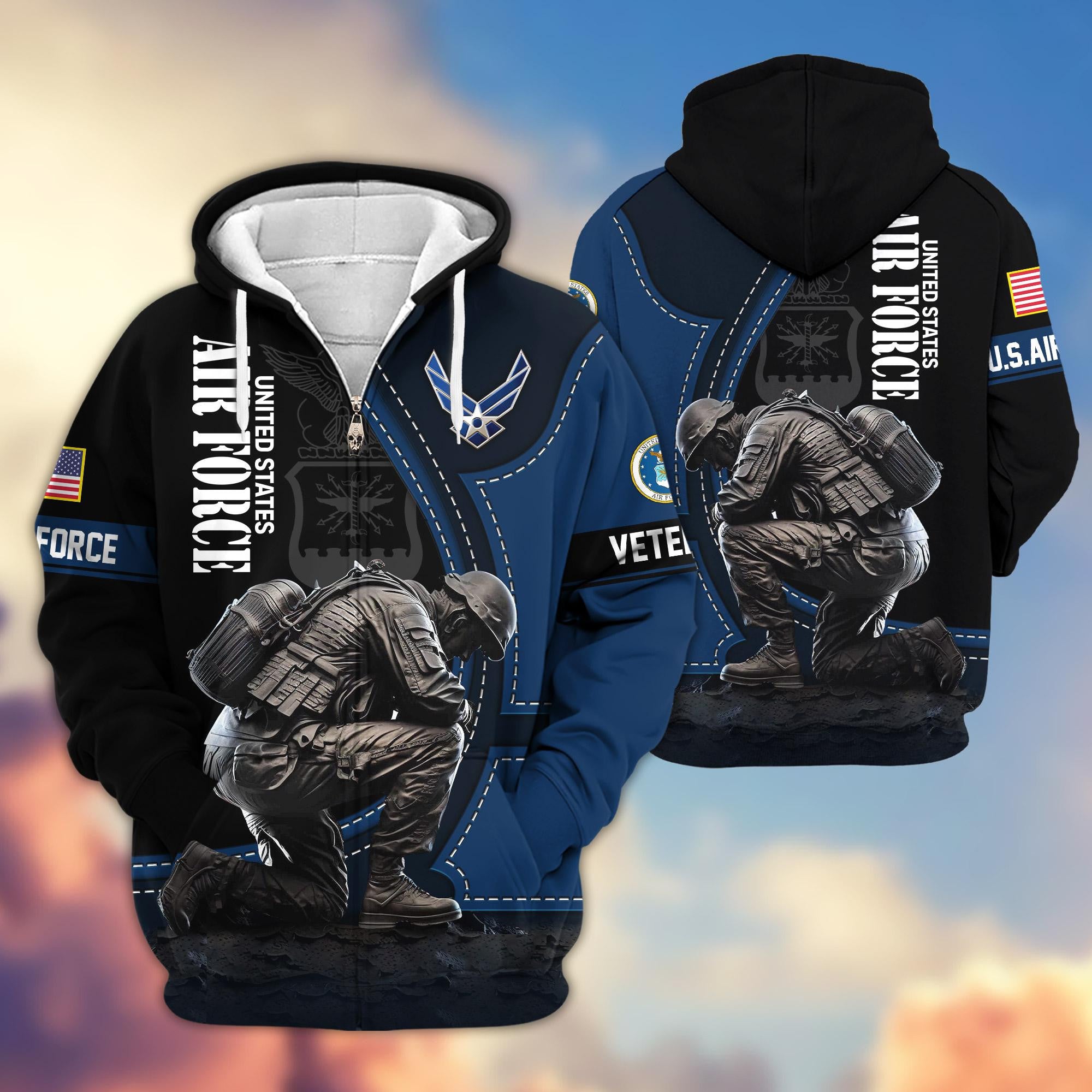 Premium US Veterans Zip Hoodie, Gifts For US Veterans