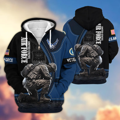 Premium US Veterans Zip Hoodie, Gifts For US Veterans