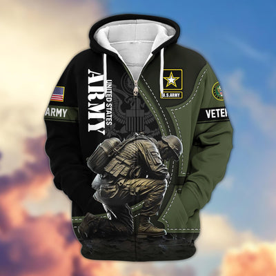 Premium US Veterans Zip Hoodie, Gifts For US Veterans
