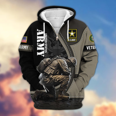Premium US Veterans Zip Hoodie, Gifts For US Veterans