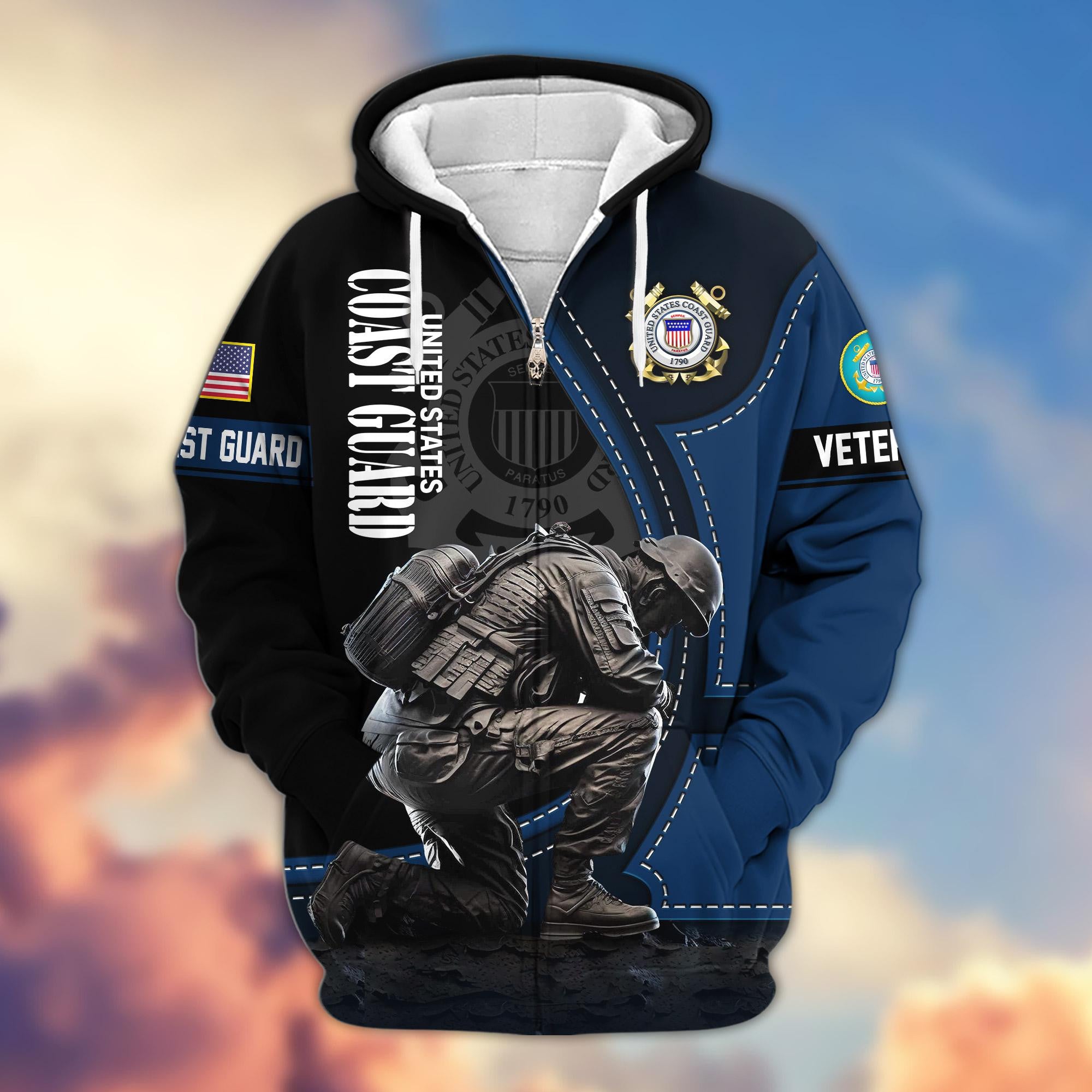 Premium US Veterans Zip Hoodie, Gifts For US Veterans