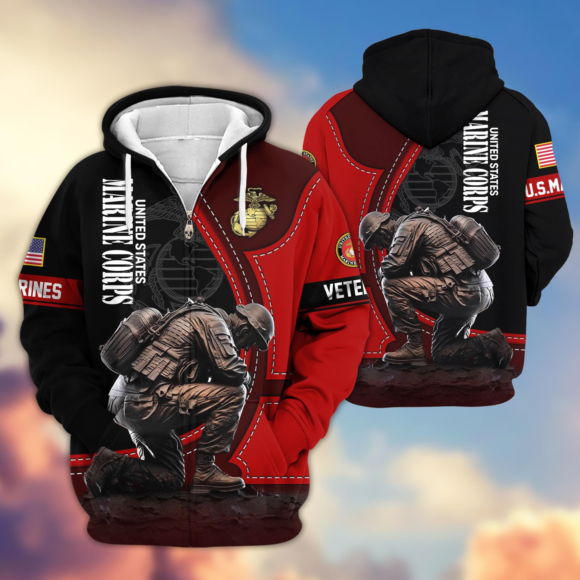 Premium US Veterans Zip Hoodie, Gifts For US Veterans