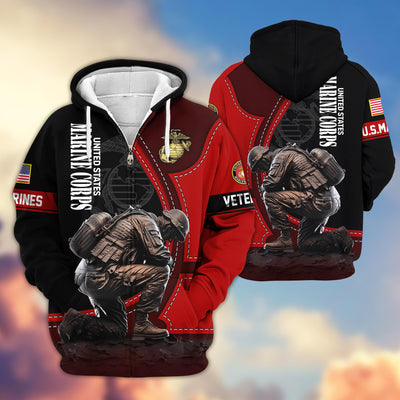 Premium US Veterans Zip Hoodie, Gifts For US Veterans
