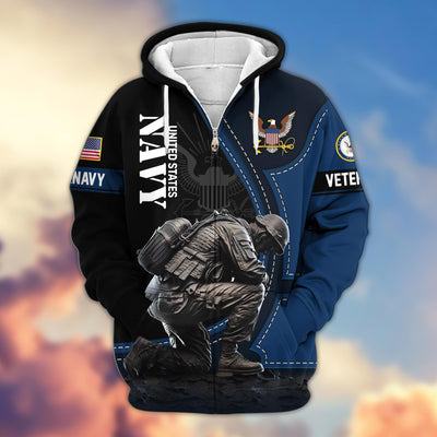 Premium US Veterans Zip Hoodie, Gifts For US Veterans