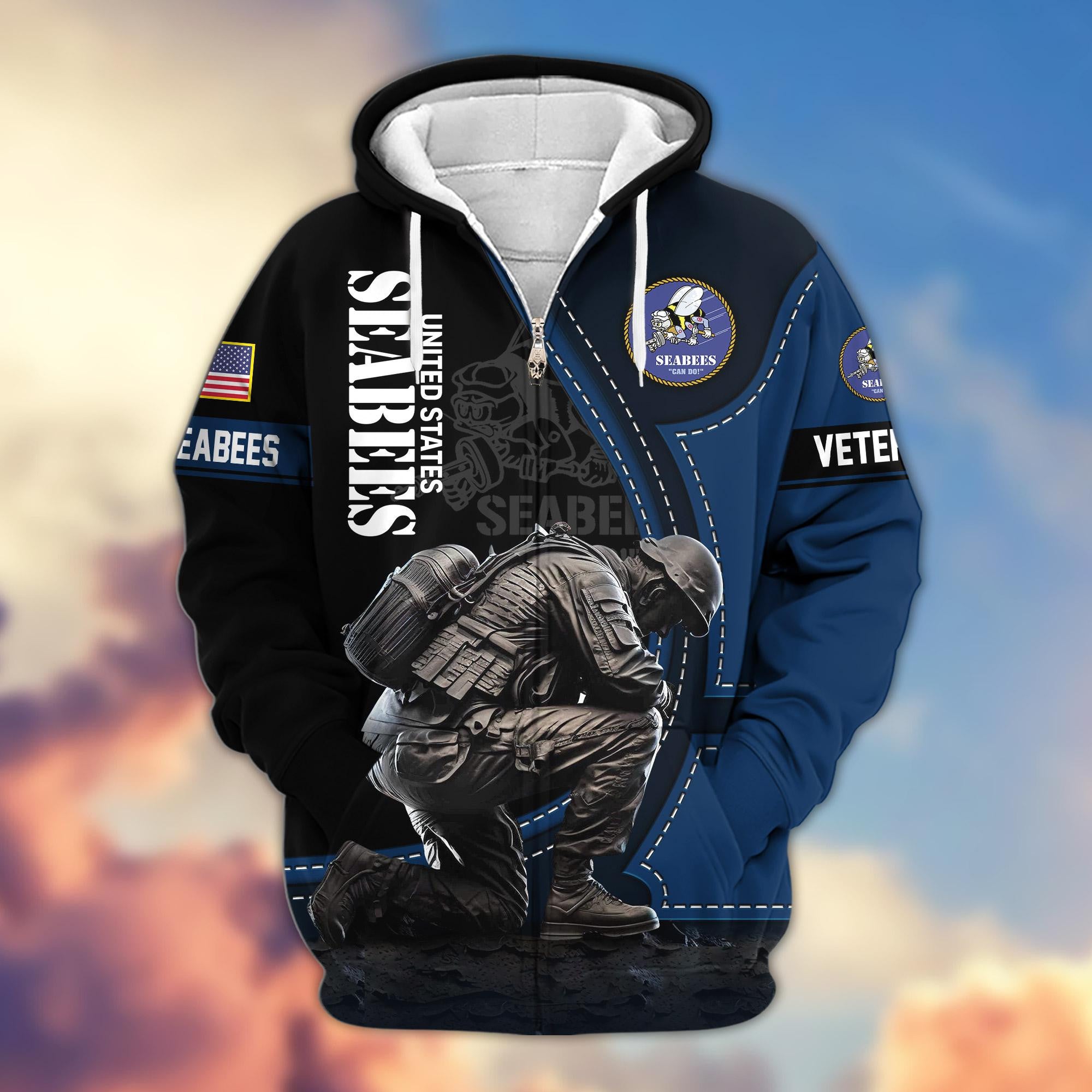 Premium US Veterans Zip Hoodie, Gifts For US Veterans
