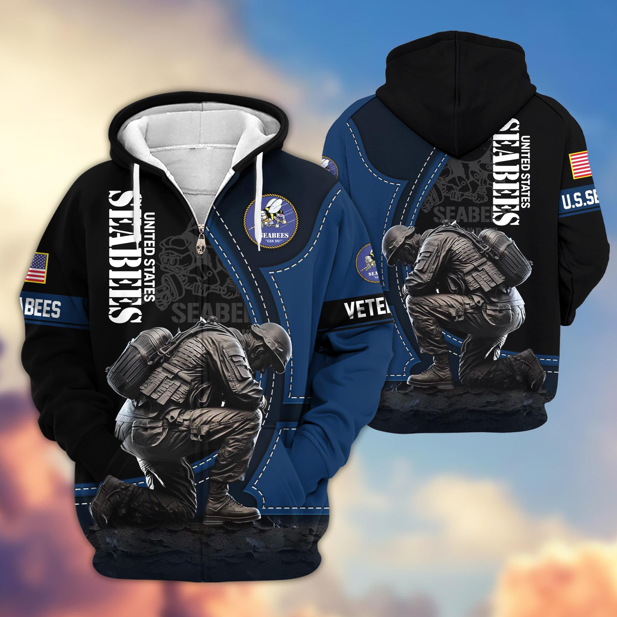Premium US Veterans Zip Hoodie, Gifts For US Veterans