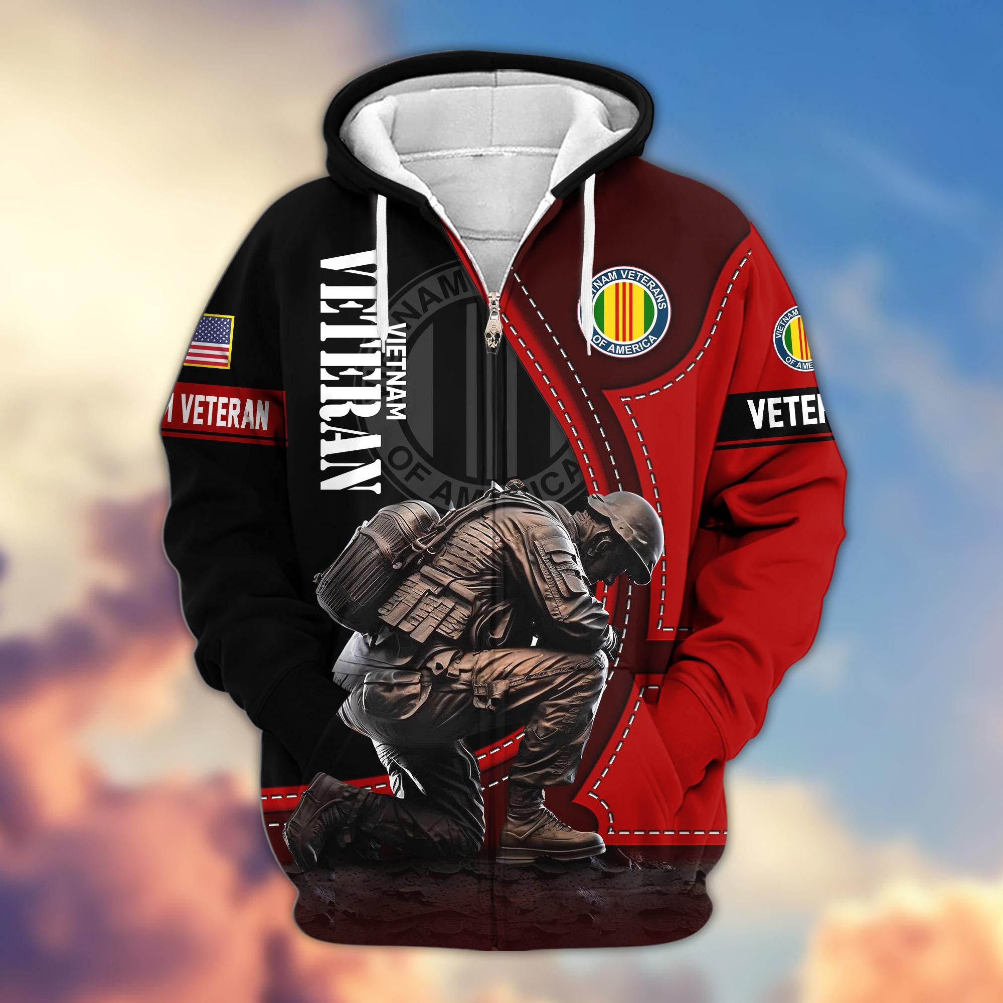 Premium US Veterans Zip Hoodie, Gifts For US Veterans