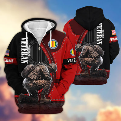 Premium US Veterans Zip Hoodie, Gifts For US Veterans