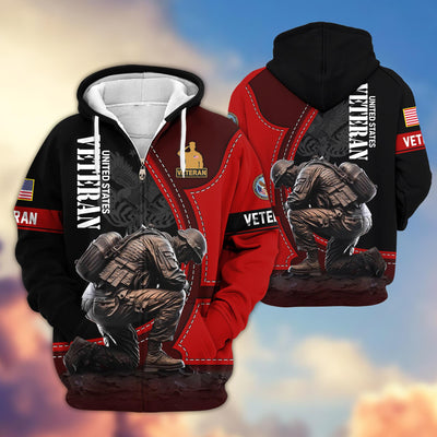 Premium US Veterans Zip Hoodie, Gifts For US Veterans
