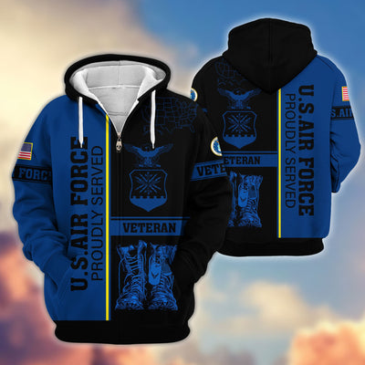 Premium US Veterans Zip Hoodie, Gifts For US Veterans Gifts On Father's Day, Armed Force Day, Independence Day, Veterans Day.