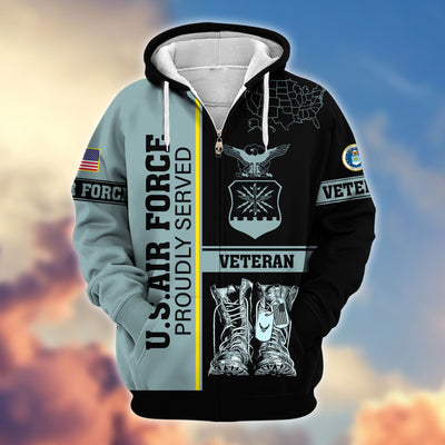 Premium US Veterans Zip Hoodie, Gifts For US Veterans Gifts On Father's Day, Armed Force Day, Independence Day, Veterans Day.