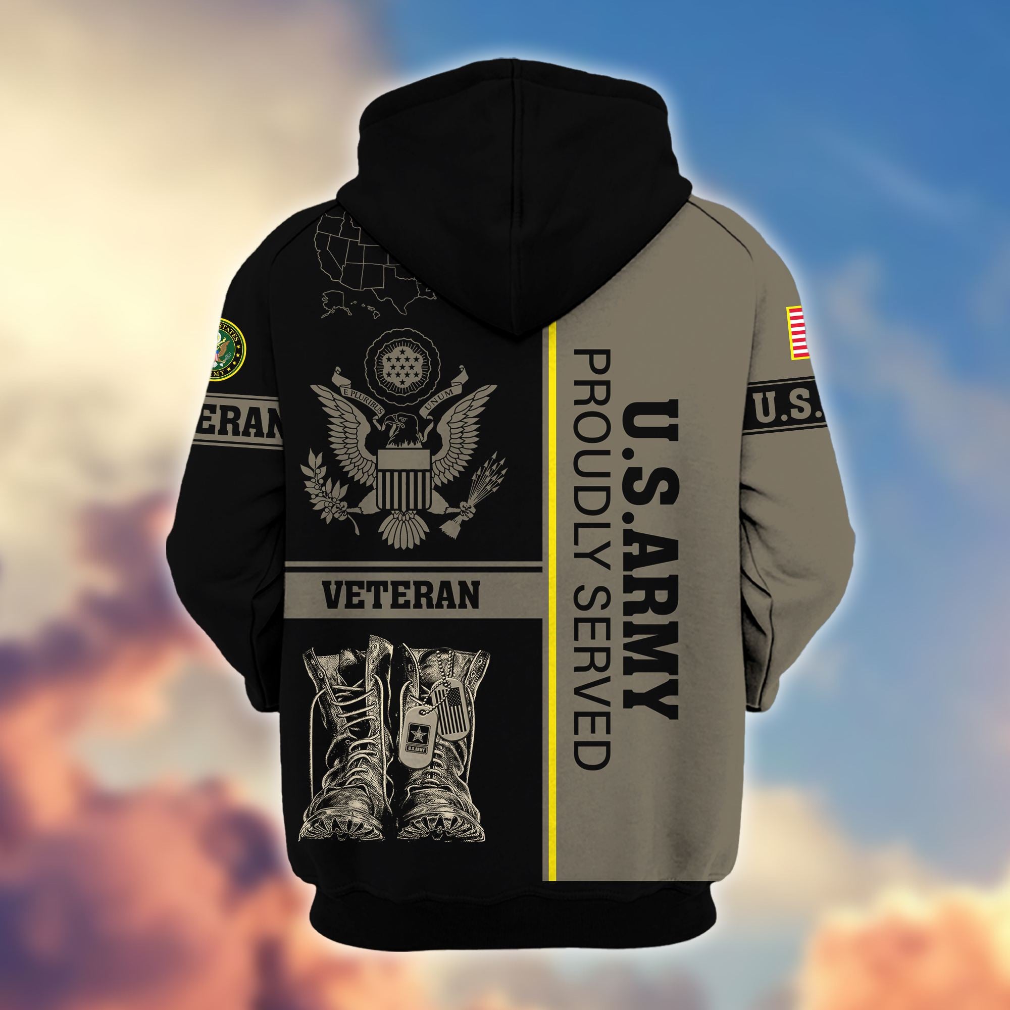 Premium US Veterans Zip Hoodie, Gifts For US Veterans Gifts On Father's Day, Armed Force Day, Independence Day, Veterans Day.