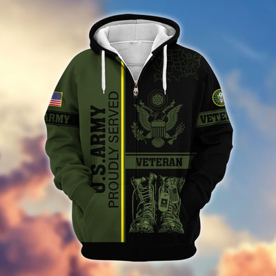Premium US Veterans Zip Hoodie, Gifts For US Veterans Gifts On Father's Day, Armed Force Day, Independence Day, Veterans Day.