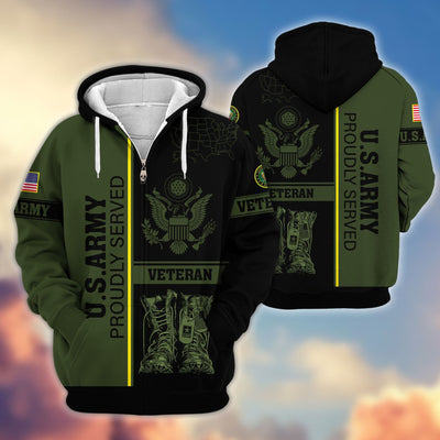 Premium US Veterans Zip Hoodie, Gifts For US Veterans Gifts On Father's Day, Armed Force Day, Independence Day, Veterans Day.